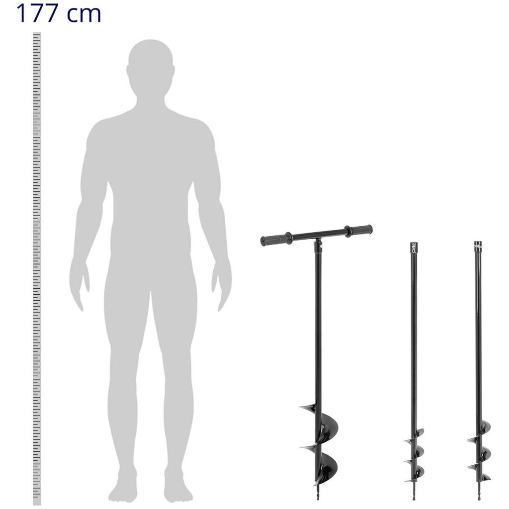 Puurseade, käsimaatigu, 3 puurit, dia. 80 mm 100 mm 150 mm sügavus kuni 100 cm цена и информация | Aiatööriistad | kaup24.ee