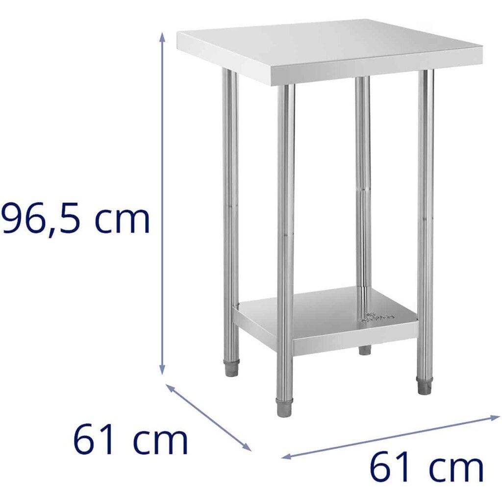 Laud, keskne terasest töötasapind riiuliga, 61 x 61 cm цена и информация | Köögitasapinnad | kaup24.ee