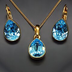 Комплект "Кристальная Капля (Aquamarine Blue)" с кристаллами Swarovski™ цена и информация | Комплект украшений Inca Сердце Единорог (5 pcs) | kaup24.ee