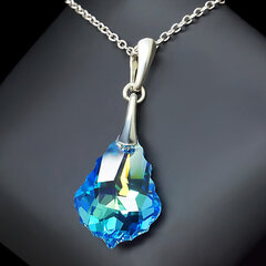 Hõbedane kaelakee naistele DiamondSky "Barokk IV (Aquamarine Blue)" Swarovski kristallidega hind ja info | Kaelakeed | kaup24.ee