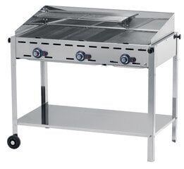 Gaasigrill "Green Fire" 3 põletit 17,4kW koos kaane ja riiuliga - Hendi 149591 цена и информация | Электрогрили, маринаторы | kaup24.ee