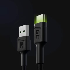 Green Cell kaabelUSB -kaabel - USB -C 120cm rohelise LED -taustvalgusega ja toetage kiire laadimise ultralaengut, QC 3.0 цена и информация | Кабели для телефонов | kaup24.ee