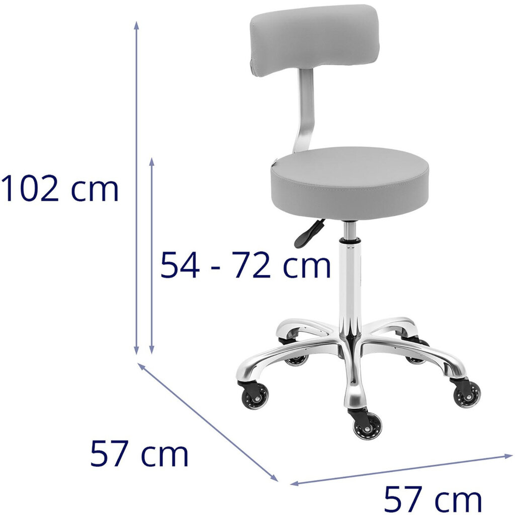 Taburetool, kosmeetiline taburet ratastel seljatoega, kuni 150 kg WELLS hall hind ja info | Köögi- ja söögilauad | kaup24.ee