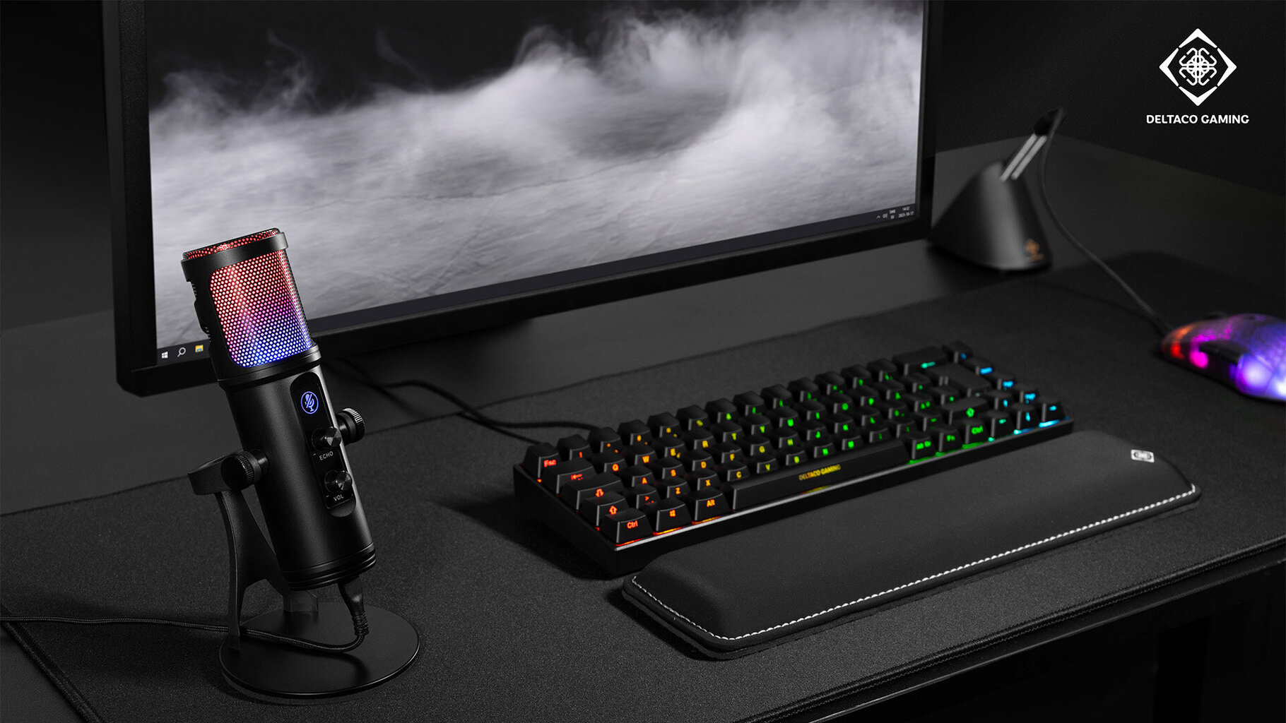 DELTACO GAMING RGB voogedastusmikrofon, must цена и информация | Mikrofonid | kaup24.ee