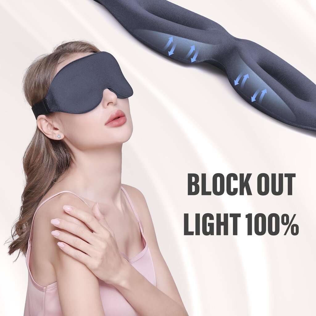 Magamismask külgmagajale, 100% valgust blokeeriv 3D-sleeping silmamask, pehme hingav silmade kate naistele meestele, lõõgastav nullsurvega öine silmaside цена и информация | Öösärgid, pidžaamad | kaup24.ee