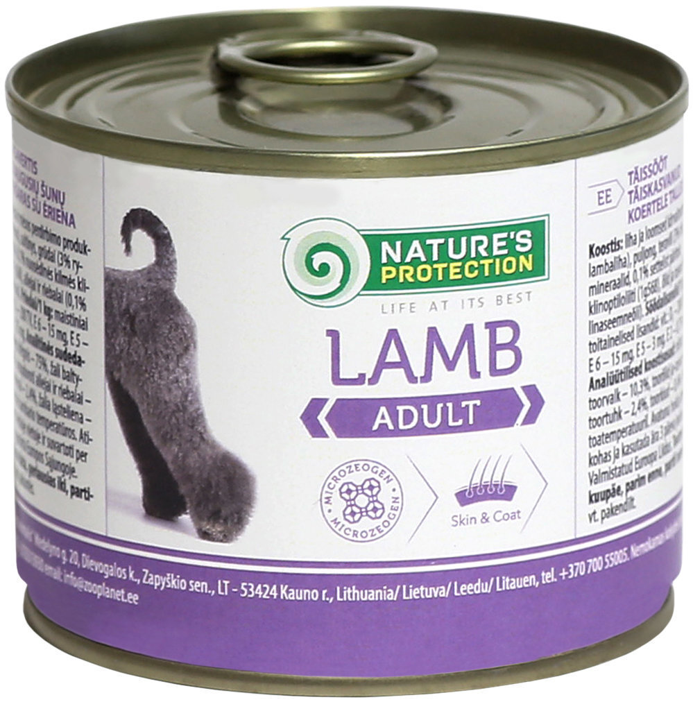 Konserv koertele Nature's Protection Dog Adult Lamb lambalihaga, 200g цена и информация | Konservid koertele | kaup24.ee