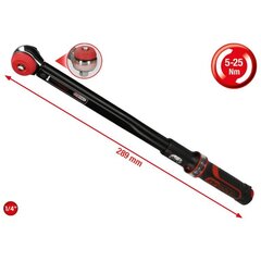 KS Tools tööriistakomplekt 1/4 ERGOTORQUE 5-25Nm Ratchet Torque Wrench 516.1412 цена и информация | Механические инструменты | kaup24.ee