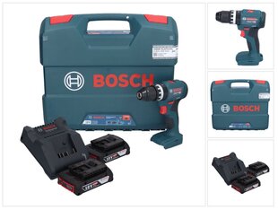 Профессиональная аккумуляторная ударная дрель Bosch GSB 18V-45 18 В 45 Нм + 2х аккумулятора 2,0 Ач + зарядное устройство + Г-образный кейс цена и информация | Шуруповерты, дрели | kaup24.ee