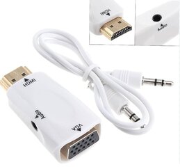 Fusion videosignaali muundur HDMI-VGA (+audio) valge hind ja info | Kaablid ja juhtmed | kaup24.ee