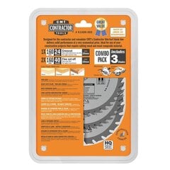 Saeketaste komplekt, 3tk 160x2,2/20mm Z24/40 15°/10°, CMT цена и информация | Механические инструменты | kaup24.ee