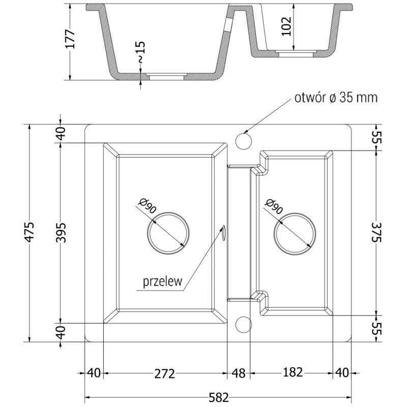 Graniitvalamu Mexen Carlo segistiga Flora 6518-75-670401-57-B, must/kuldne metallik цена и информация | Köögivalamud | kaup24.ee