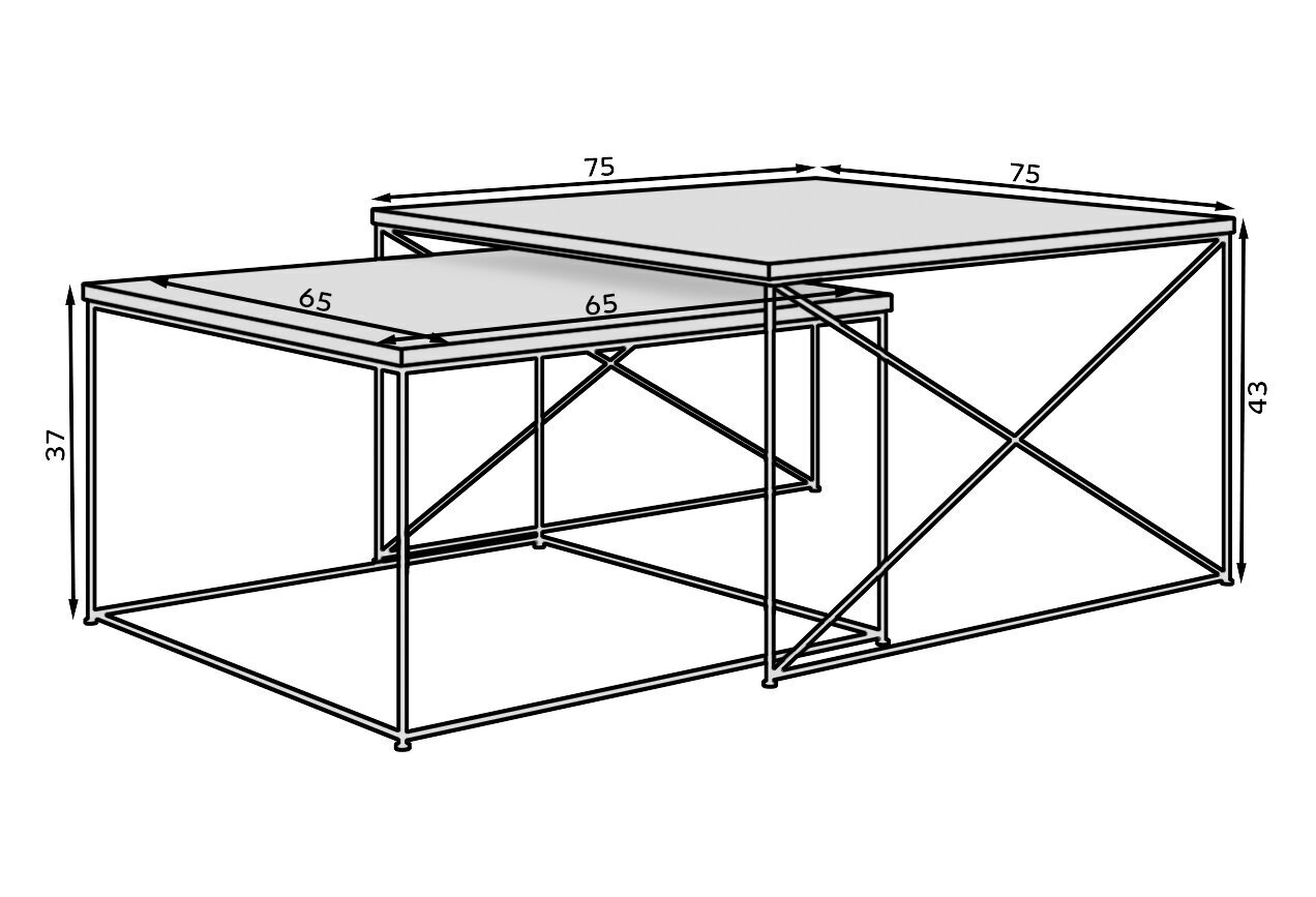 2-osaline kohvilaudade komplekt ADRK Furniture Licco, valge/kuldne цена и информация | Diivanilauad | kaup24.ee