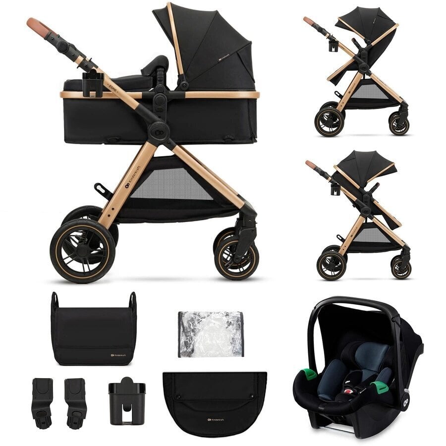 Universaalne vanker Kinderkraft Esme 3in1, pure black цена и информация | Vankrid, jalutuskärud | kaup24.ee