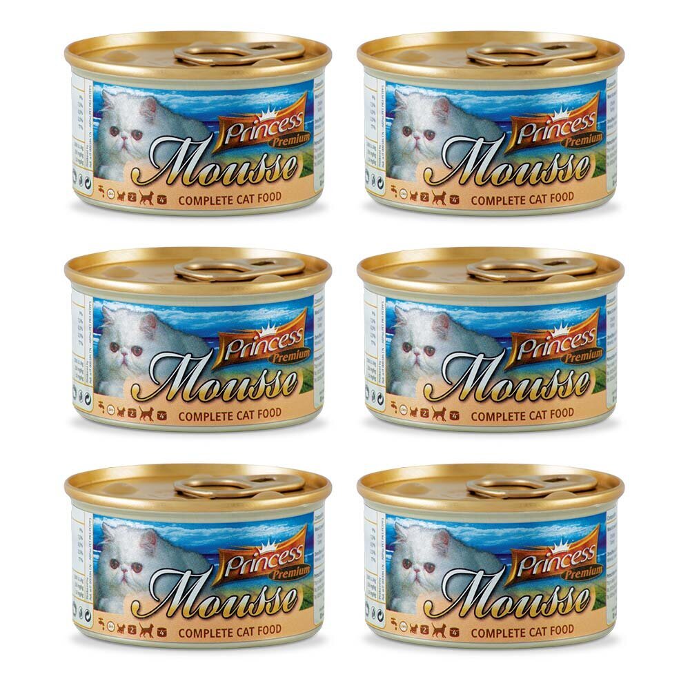 Konserv kassidele kotis PRINCESS Premium Mousse Chicken&Turkey 6 x 85 g hind ja info | Konservid kassidele | kaup24.ee