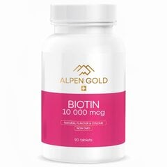 Toidulisand Alpen Gold Biotin 10mg, 90 tabletti hind ja info | Vitamiinid, toidulisandid, preparaadid tervise heaoluks | kaup24.ee