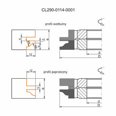 GLOBUS Ukseraami valmistuskomplekt 114x40x4Z H22-27mm / profiil A hind ja info | Freesid | kaup24.ee