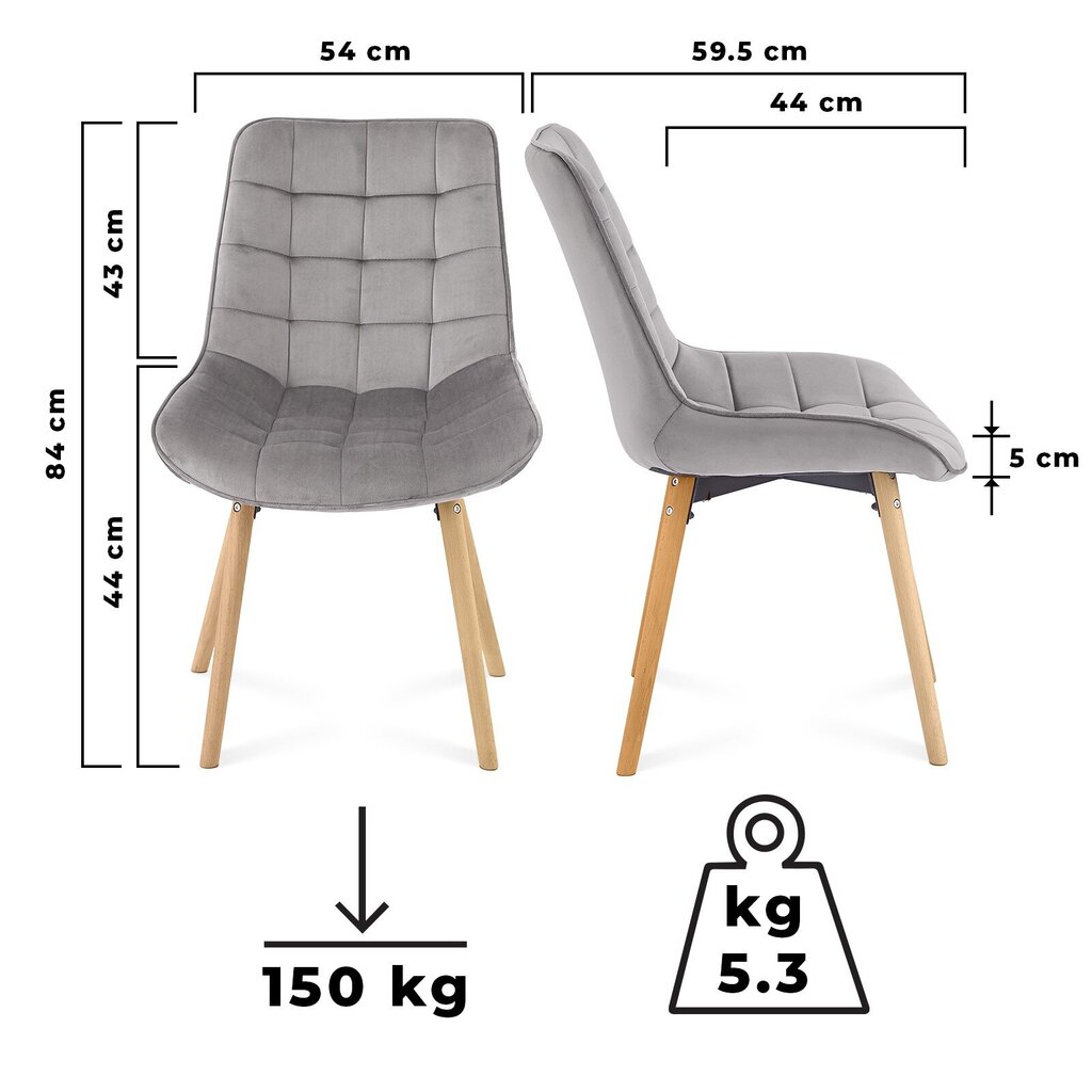 Söögitoolid - 2tk, ''HB'', sametist iste, polsterdatud, tepitud, pöögist jalad, seljatoega. hind ja info | Söögitoolid, baaritoolid | kaup24.ee