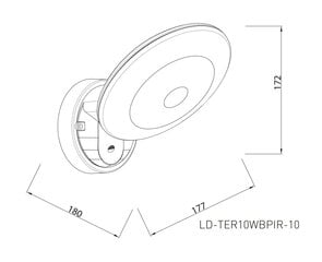 LED-fassaadivalgusti liikumisanduriga TERRO, 10W, 1200lm, IP54, AC220-240V, 50/60Hz, 4000K, must, LD-TER10WBPIR-10 hind ja info | Aia- ja õuevalgustid | kaup24.ee