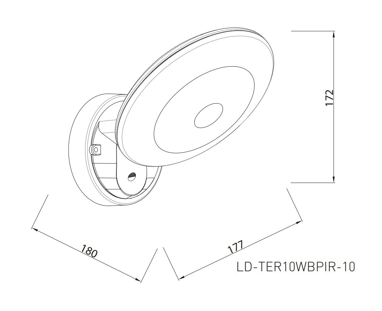 LED-fassaadivalgusti liikumisanduriga TERRO, 10W, 1200lm, IP54, AC220-240V, 50/60Hz, 4000K, must, LD-TER10WBPIR-10 цена и информация | Aia- ja õuevalgustid | kaup24.ee