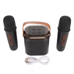 Mini karaokemasina stereo kaasaskantav RGB Light Bluetooth kõlar koos 2 juhtmevaba mikrofoniga kodupeol mustaks hind ja info | Kõlarid | kaup24.ee