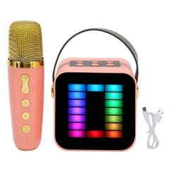 Mini karaokemasina komplekt RGB Pickup Light digitaalne töötlemiskiip käeshoitav kaasaskantav Bluetooth kõlar mikrofoniga roosa hind ja info | Kõlarid | kaup24.ee