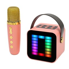 Mini karaokemasina komplekt RGB Pickup Light digitaalne töötlemiskiip käeshoitav kaasaskantav Bluetooth kõlar mikrofoniga roosa hind ja info | Kõlarid | kaup24.ee