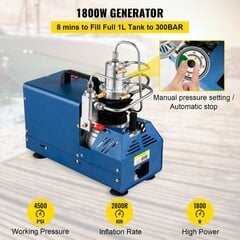 Электрический высоконапорный воздушный компрессор Vevor, 1800 W, 4500 PSI, 2800 об/мин цена и информация | Прищепки | kaup24.ee