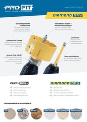 PRO-FIT DIAMOND пила для отверстий / сверло D12 мм S8HEX керамогранит / мрамор / гранит цена и информация | Шуруповерты, дрели | kaup24.ee