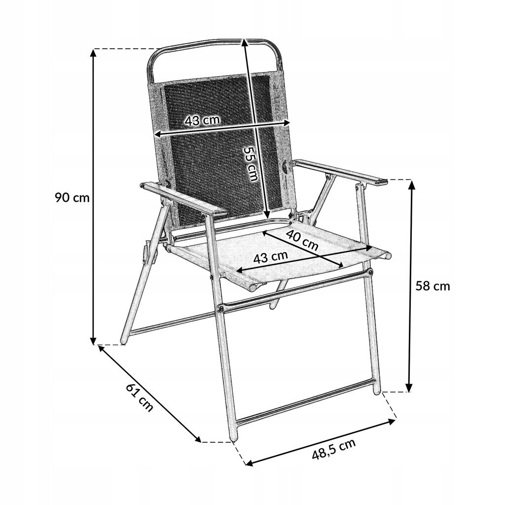 Kokkupandav tool Kontrast, 48,5x61x90 cm, must hind ja info | Matkamööbel | kaup24.ee