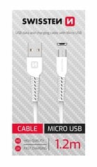 Kaabel Swissten Micro-USB 1.2m, Valge hind ja info | Mobiiltelefonide kaablid | kaup24.ee