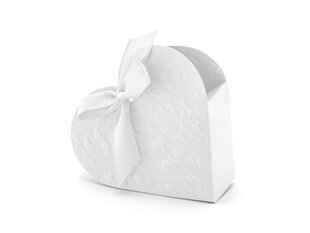 Декоративные коробки для лакомств Сердечки, белые, 10x9x3 см, 1 коробка/50 упаковок (1 упаковка/ 10 шт) цена и информация | Праздничная одноразовая посуда | kaup24.ee