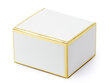 Dekoratiivsed karbid maiustustele, valged koos kuldset värvi servadega, 6x3,5x5,5 cm, 1 pakk/10 tk hind ja info | Ühekordsed nõud | kaup24.ee