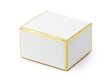 Dekoratiivsed karbid maiustustele, valged koos kuldset värvi servadega, 6x3,5x5,5 cm, 1 pakk/10 tk hind ja info | Ühekordsed nõud | kaup24.ee