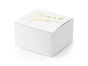 Декоративные коробки для лакомств Thank you, белые с надписью золотого цвета, 6x3.5x5.5 см, 1 кор/50 упак (1 упак/10 шт) цена и информация | Праздничная одноразовая посуда | kaup24.ee