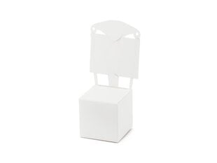 Dekoratiivsed lauakaardid ja karbid maiustustele Chair, valged, 5x5x13,5 cm, 1 pakk/10 tk hind ja info | Ühekordsed nõud | kaup24.ee