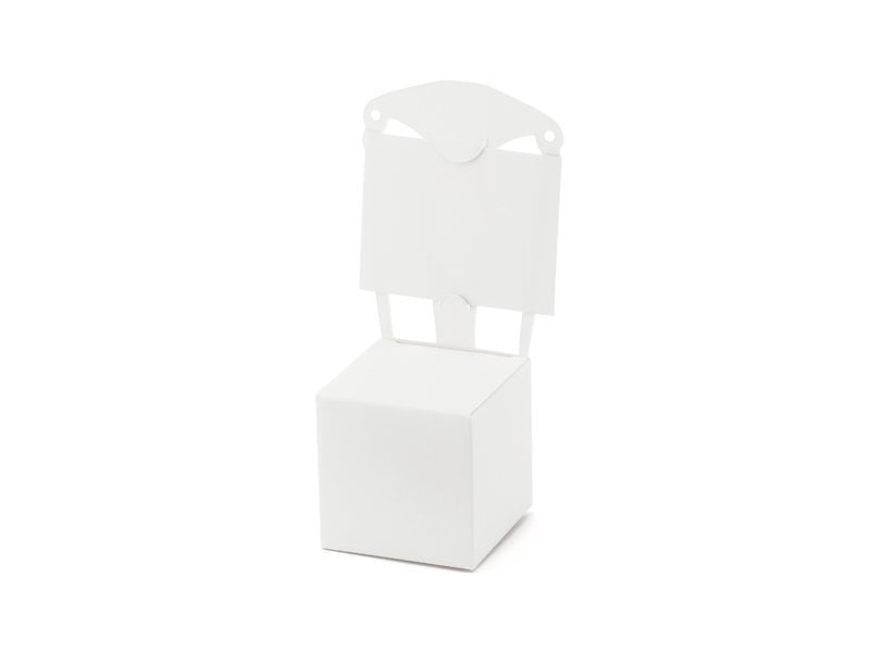 Dekoratiivsed lauakaardid ja karbid maiustustele Chair, valged, 5x5x13,5 cm, 1 pakk/10 tk цена и информация | Ühekordsed nõud | kaup24.ee