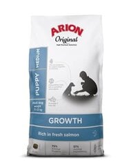 Arion Original Growth keskmist tõugu lõhega kutsikatele, 12 kg hind ja info | Kuivtoit koertele | kaup24.ee