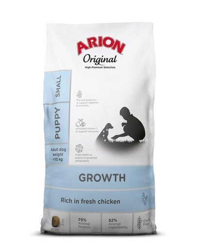 Arion Original Growth väikest tõugu kutsikatele kanaga, 7 kg hind ja info | Kuivtoit koertele | kaup24.ee