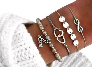 4 halli käevõru komplekt SET LOVE infinity HEARTS hind ja info | Kõrvarõngad | kaup24.ee