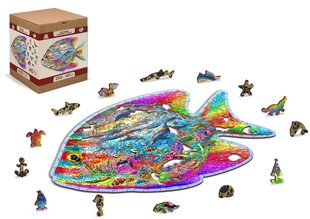 Puidust erikujuliste tükkidega pusle "Magic Fish" Wooden Puzzle 250 pcs / Wooden.city hind ja info | Pusled | kaup24.ee