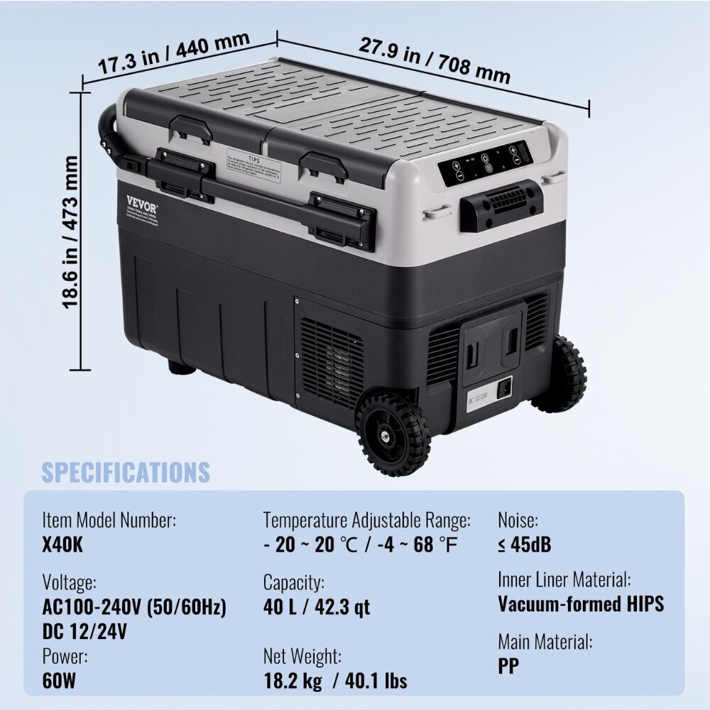 VEVOR kantav auto külmik 50 L цена и информация | Autokülmikud | kaup24.ee