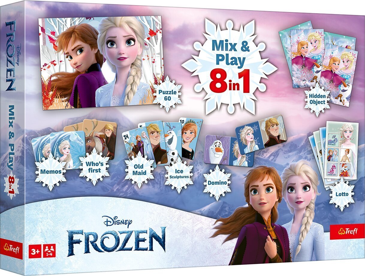 TREFL FROZEN lauamängude komplekt 8in1 Mix&play цена и информация | Liivakastid, liiv ja mänguasjad | kaup24.ee