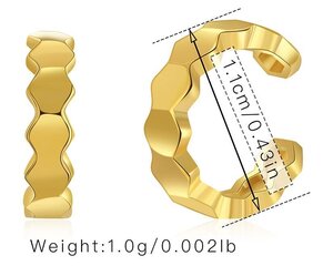 Зажим для ушей без пирсинга с металлической текстурой в стиле французского ретро, ​​медное покрытие, золото, высокий смысл, маленький и простой зажим для ушей C-образной формы цена и информация | Серьги | kaup24.ee