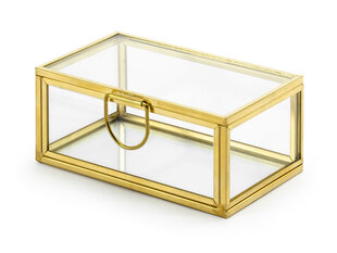 Стеклянная коробочка для колец, золотая 9x5,5x4 см цена и информация | Гудки для вечеринки Clown Face (4шт.) | kaup24.ee