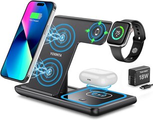 Juhtmeta laadimisjaam 3-ühes iPhone'ile, Apple Watchile ja AirPodsidele hind ja info | Mobiiltelefonide laadijad | kaup24.ee