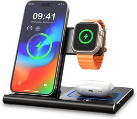 Зарядная станция 3 в 1 для Apple Watch и iPhone, AirPods - Черная цена и информация | Зарядные устройства для телефонов | kaup24.ee