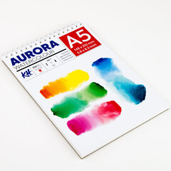 Akvarellialbum AURORA A5, 300gsm 12 lehte, Kuumpressitud (Spiraal) hind ja info | Vihikud, märkmikud ja paberikaubad | kaup24.ee