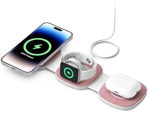 Induktiivne laadija T1-3in1 Magsafe juhtmevaba laadija roosa цена и информация | Зарядные устройства для телефонов | kaup24.ee