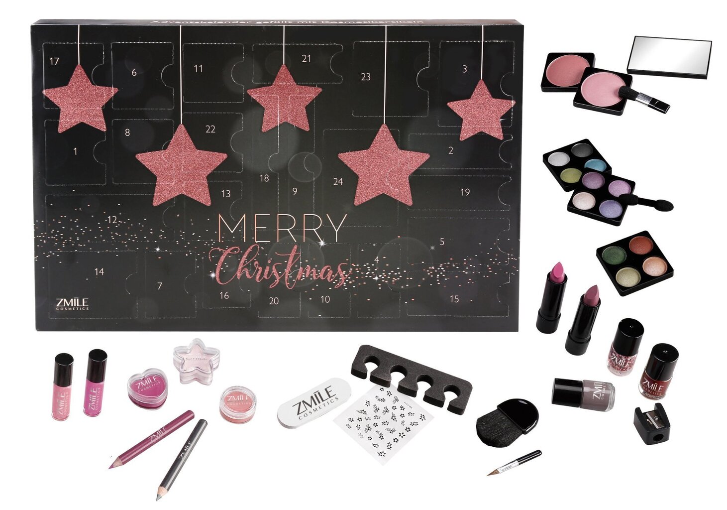 Advendikalender - kosmeetikakomplekt Zmile Cosmetics Sparkling Stars Rosegold цена и информация | Huulepulgad, -läiked, -palsamid, vaseliin | kaup24.ee