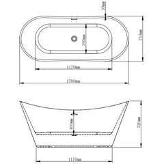 Akrüülvann Libra 206 valge/must hind ja info | Vannid | kaup24.ee